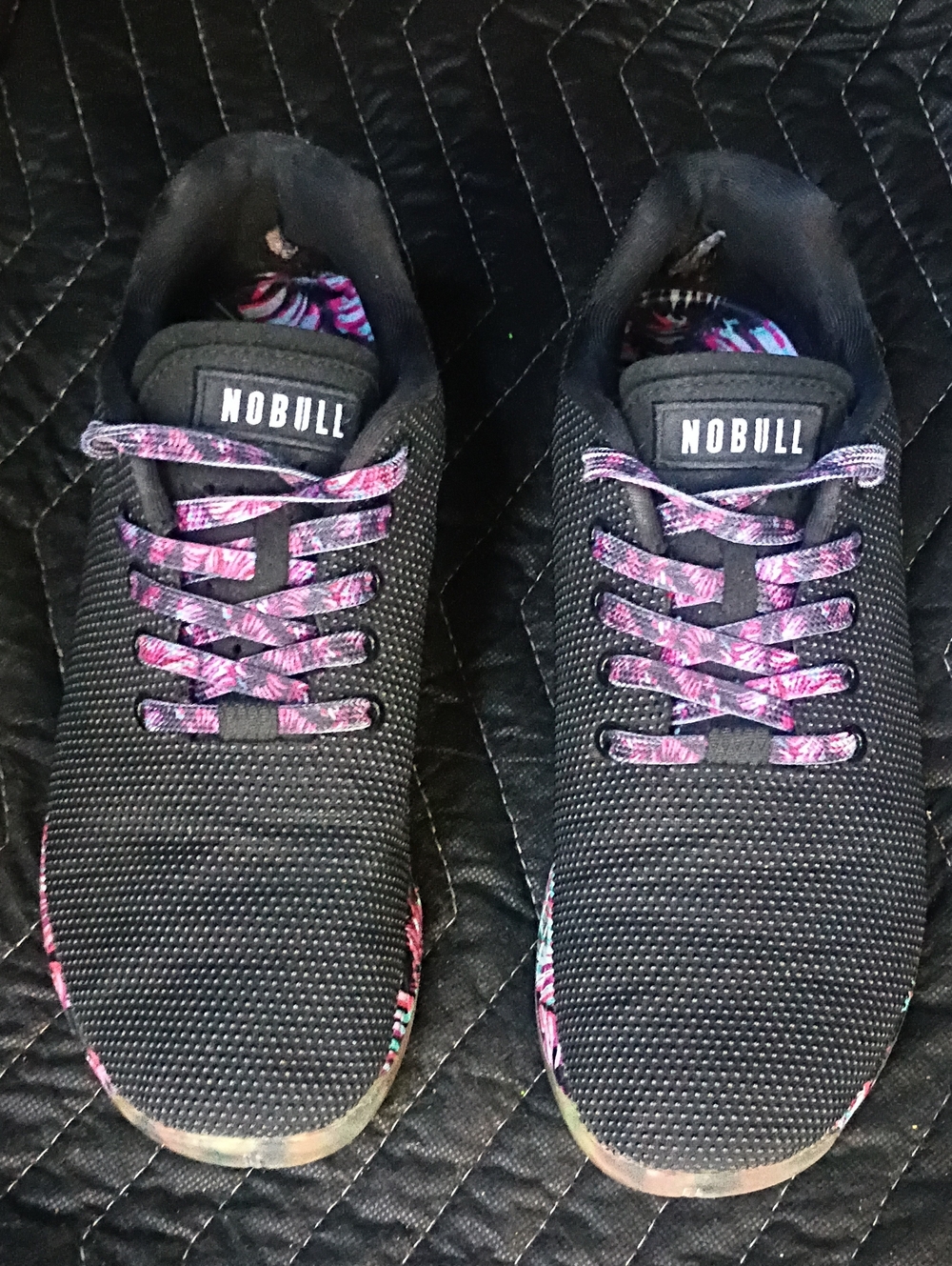 NOBULL Black Athletic Shoes with Pink Patterned Laces